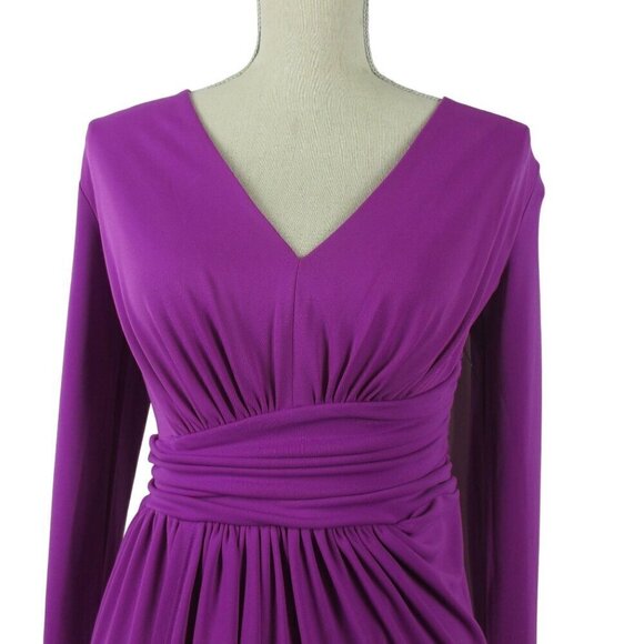 Express Dress Mini Draped V-Neck Strong Shoulder Purple SZ S NWT $88 Holiday - Picture 8 of 10